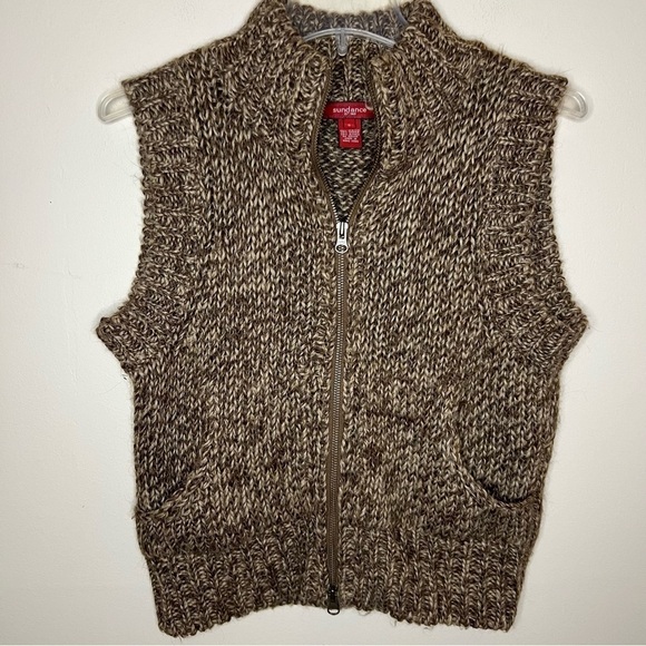 Sundance Alpaca Blend Brown Zipper Front Vest Size S - Picture 13 of 13